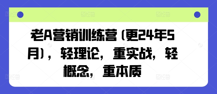 老A营销训练营(更25年8月),轻理论,重实战,轻概念,重本质-初遇