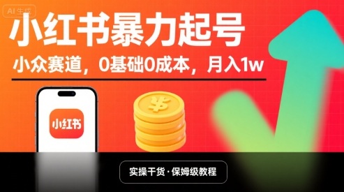 小红书暴力起号,小众赛道,0基础0成本,月入1w-初遇