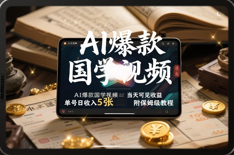 AI爆款国学视频,独家起号方法,小白直接上手,当天可见收益,单号日收入5张+附保姆级教程-初遇