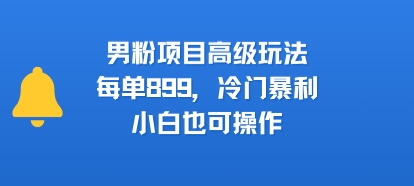 男粉项目高级玩法，每单899，冷门暴利，小白也可操作-初遇