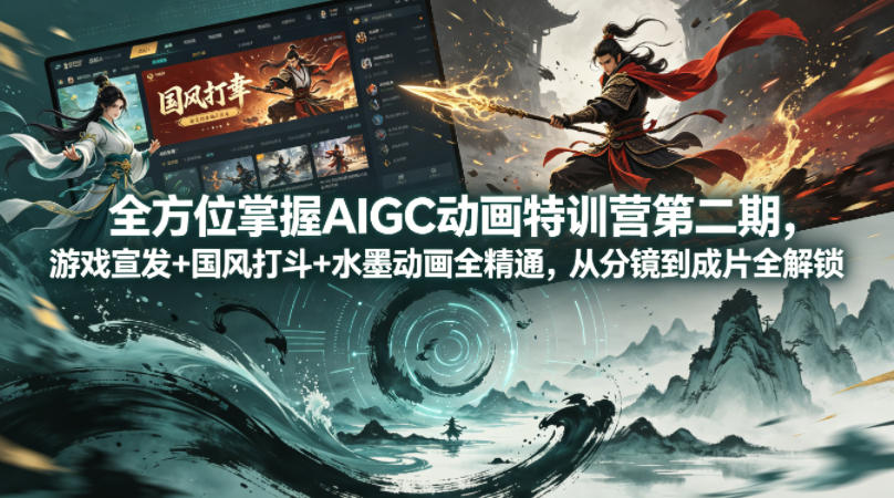 全方位掌握AIGC动画特训营第二期，游戏宣发+国风打斗+水墨动画全精通，从分镜到成片全解锁-初遇