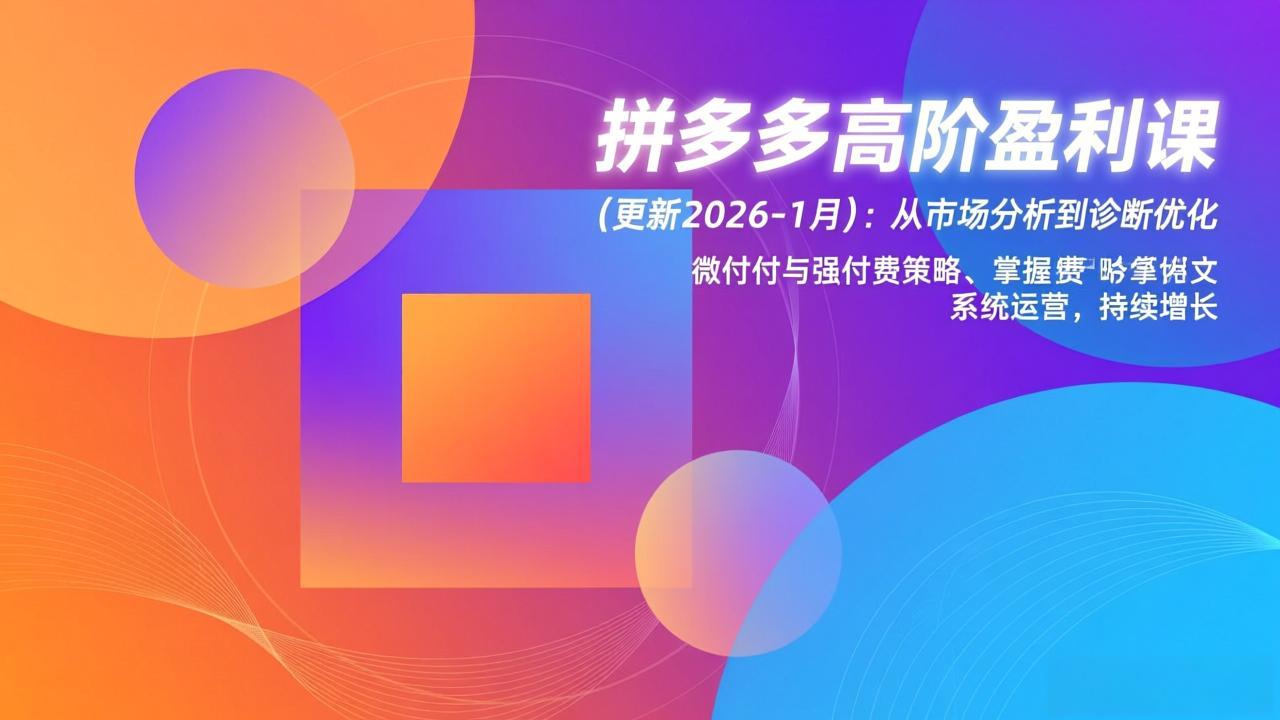 拼多多高阶盈利课(更新2026-1月-初遇