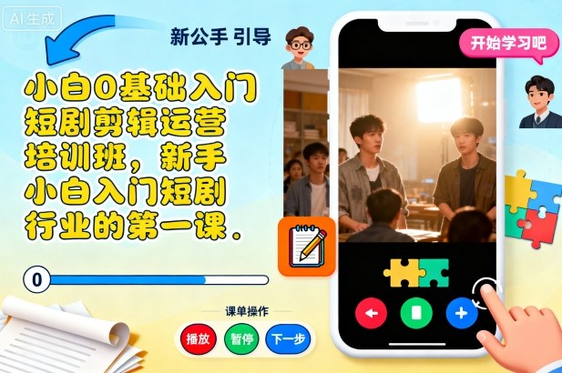 小白0基础入门短剧剪辑运营培训班，新手小白入门短剧行业的第一课-初遇