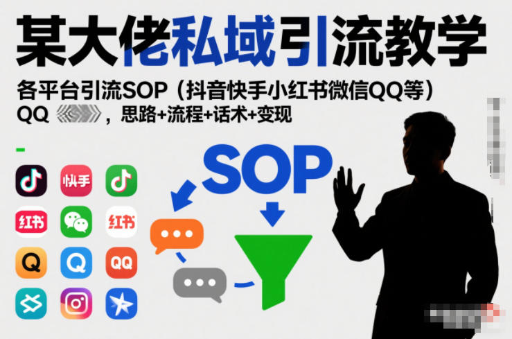 某大佬私域引流教学，各平台引流SOP(抖音快手小红书微信QQ等)，思路+流程+话术+变现-初遇