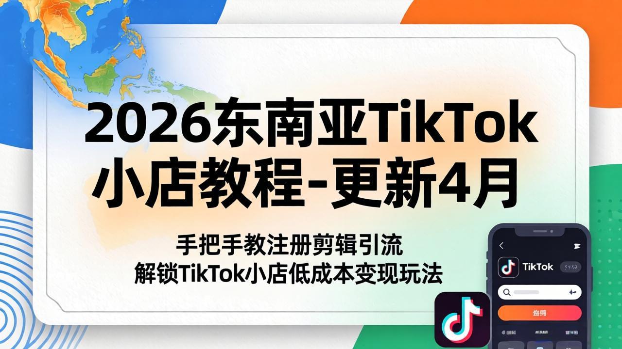 2026东南亚TikTok小店教程-更新4月，手把手教注册剪辑引流，解锁TikTok小店低成本变现玩法-初遇