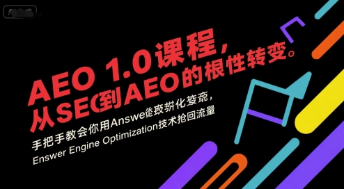 AEO 1.0 课程,从SEO到AE0的基命性转变,手把手教会你用AnswerEngineOptimization技术抢回流量(更新)-初遇