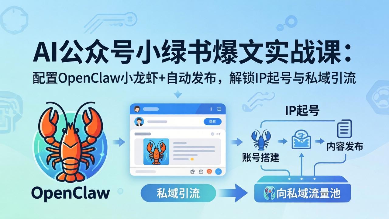 AI公众号小绿书变现实战课：小绿书爆文写作+OpenClaw自动发布，解锁IP起号与私域引流-初遇