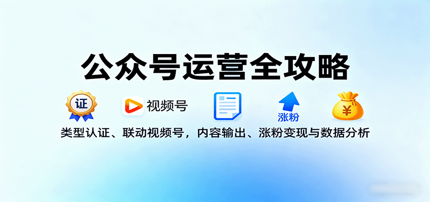 公众号运营全攻略：类型认证、联动视频号，内容输出、涨粉变现与数据分析-初遇