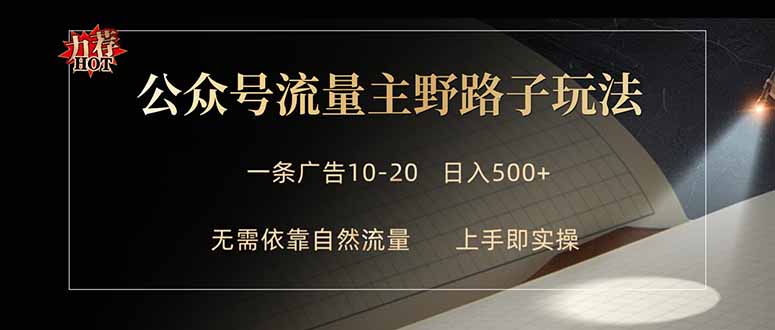 公众号流量主野路子玩法 单条广告10-20元 日入500+-初遇