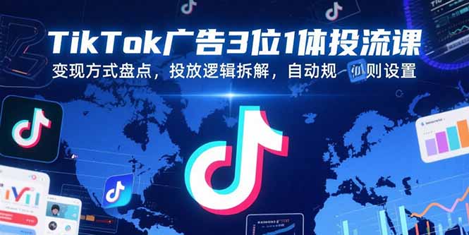 TikTok广告3位1体投流课,变现方式盘点,投放逻辑拆解,自动规则设置-初遇
