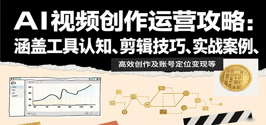 AI视频创作运营攻略：涵盖工具认知、剪辑技巧、实战案例、高效创作及账号定位变现等-初遇