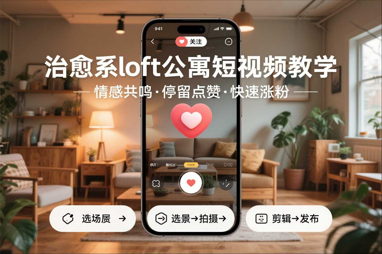 治愈系loft公寓短视频制作教学，情感共鸣引停留点赞关注，快速起号涨粉-初遇