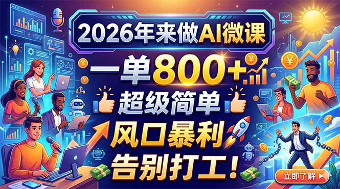 2026年来做AI微课，一单800+，超级简单，风口暴利，告别打工！-初遇