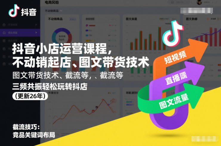 抖音小店运营课程，不动销起店、图文带货技术、截流等，三频共振轻松玩转抖店(更新26年)-初遇