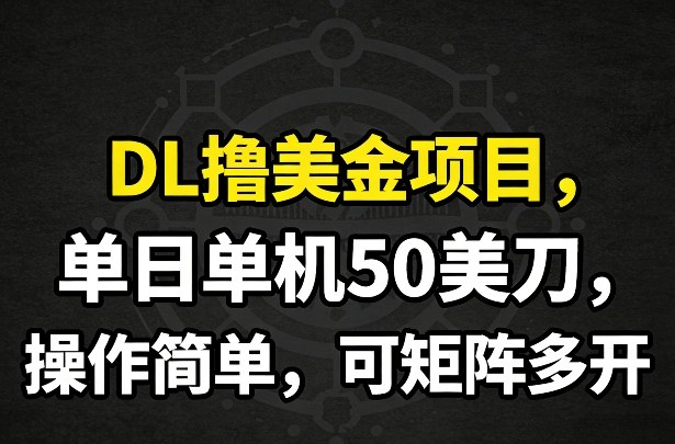 DL撸美金项目,单日单机50美刀,操作简单,可矩阵多开-初遇