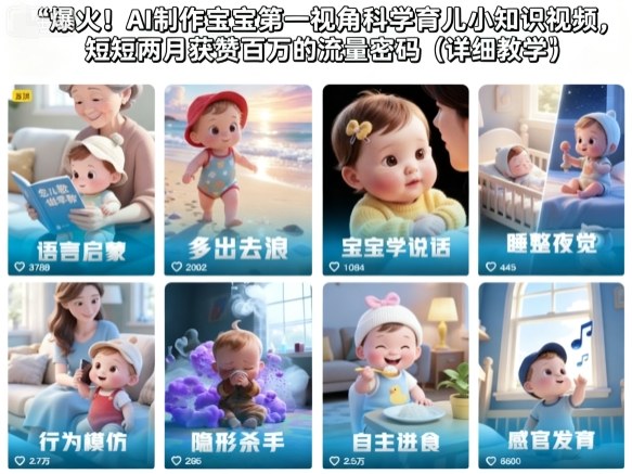 爆火!AI制作宝宝第一视角科学育儿小知识视频,短短两月获赞百万的流量密码(详细教学)-初遇