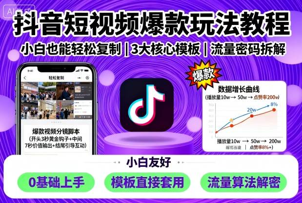 抖音短视频爆款玩法教程,小白也能轻松复制-初遇