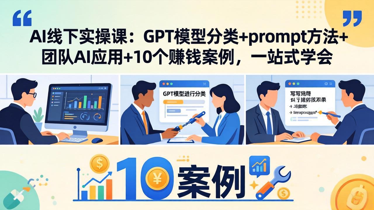 AI线下实操课：GPT模型分类+prompt方法+团队AI应用+10个赚钱案例，一站式学会-初遇