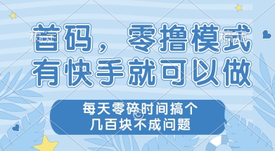 首码零撸项目，有快手就可以做，每天业务时间搞个几张不是问题【揭秘】-初遇