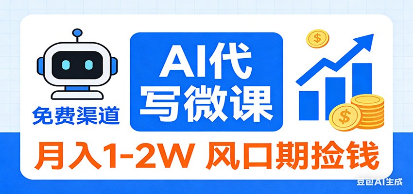 2026告别打工！AI 代写微课，提供免费渠道，月入 1-2W 风口期捡钱-初遇