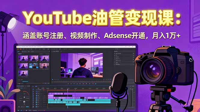 2025YouTube油管变现课:涵盖账号注册、视频制作、Adsense开通,月入1万+-初遇