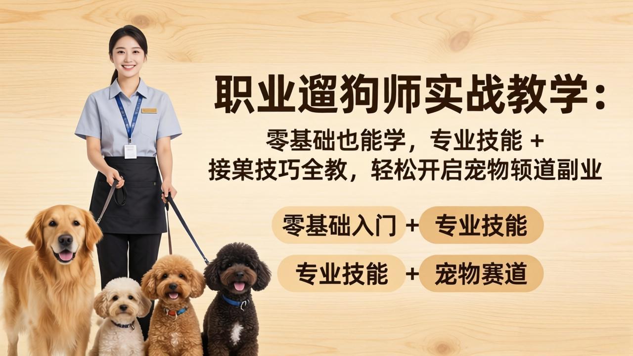 职业遛狗师实战教学：零基础也能学，专业技能 + 接单技巧全教，轻松开启宠物赛道副业-初遇