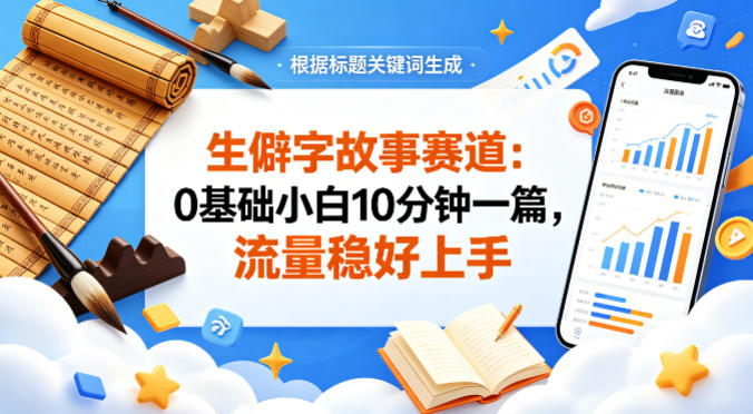 公众号流量主——生僻字故事赛道，流量稳，好上手，0基础小白也能10分钟一篇-初遇
