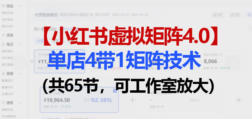 小红书虚拟矩阵4.0技术：单店4带1矩阵(共65节，可工作室放大)-初遇