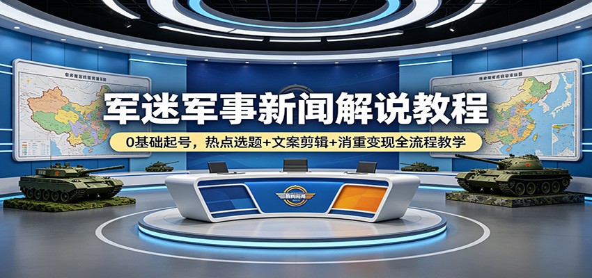 军迷军事新闻解说教程：0基础起号，热点选题+文案剪辑+消重变现全流程教学-初遇