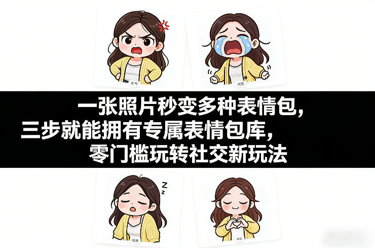 一张照片秒变多种表情包，三步就能拥有专属表情包库，零门槛玩转社交新玩法【文档】-初遇