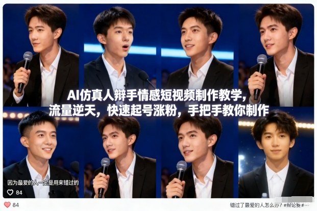 AI仿真人辩手情感短视频制作教学，流量逆天，快速起号涨粉，手把手教你制作-初遇