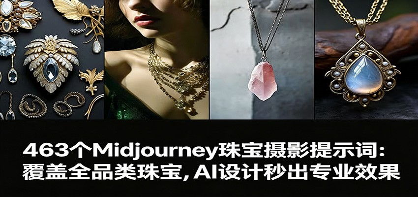 463个Midjourney珠宝摄影提示词：覆盖全品类珠宝，AI设计秒出专业效果-初遇