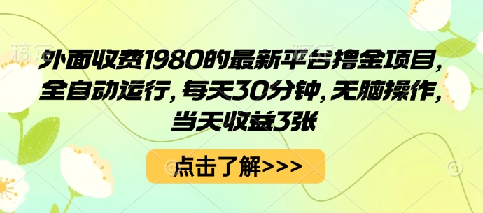 外面收费1980的最新平台撸金项目，全自动运行，每天30分钟，无脑操作，当天收益3张【揭秘】-初遇