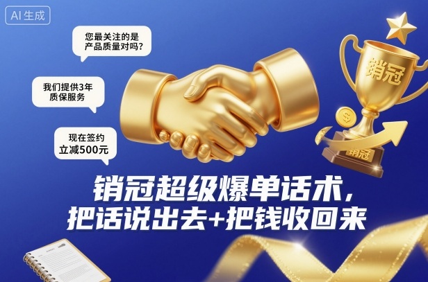 销冠超级爆单话术,把话说出去+把钱收回来-初遇