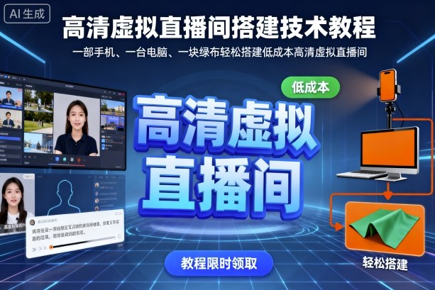 高清虚拟直播间搭建技术教程,一部手机、一台电脑、一块绿布轻松搭建低成本高清虚拟直播间-初遇
