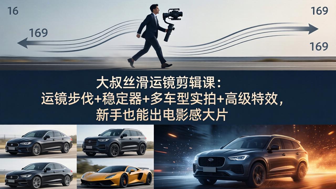 大叔丝滑运镜剪辑课：运镜步伐+稳定器+多车型实拍+高级特效，新手也能出电影感大片-初遇