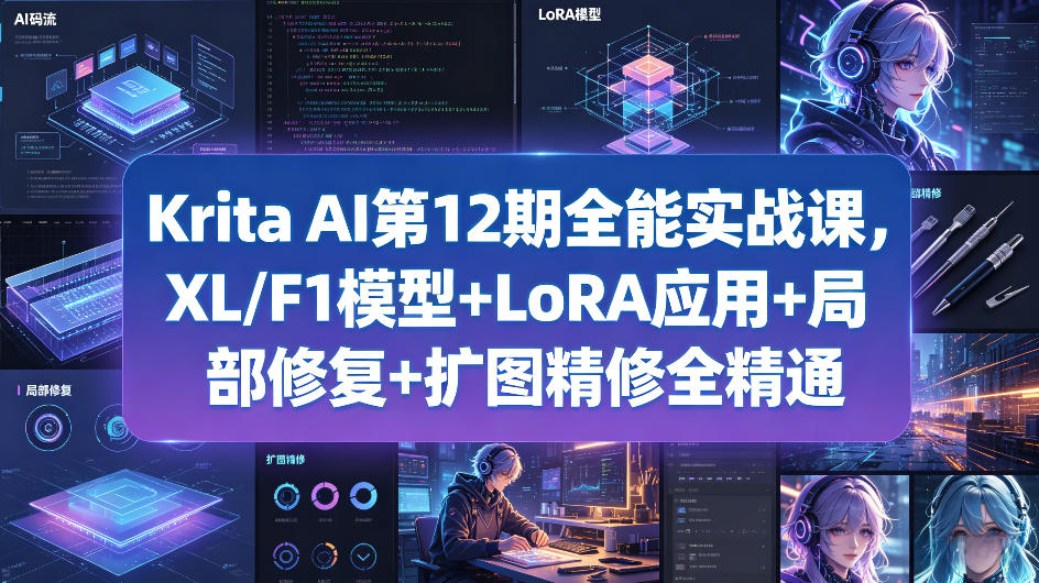 Krita AI第12期全能实战课，XL/F1模型+LoRA应用+局部修复+扩图精修全精通-初遇