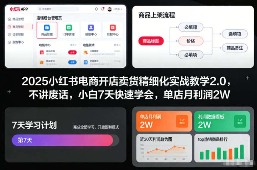 2025小红书电商开店卖货精细化实战教学2.0，不讲废话，小白7天快速学会，单店月利润2W-初遇