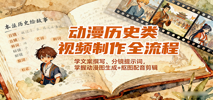 动漫历史类视频制作全流程,学文案撰写、分镜提示词,掌握动漫图生成+抠图配音剪辑-初遇