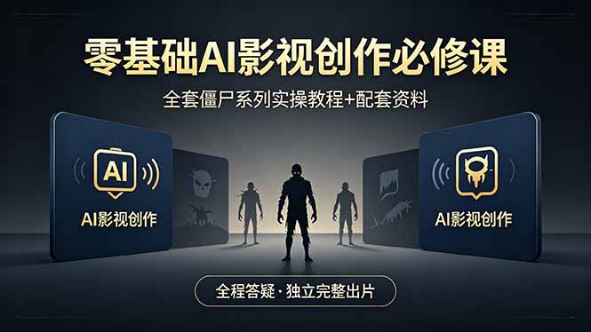 零基础AI影视创作必修课，全套僵尸系列实操教程加配套资料，全程答疑带你独立完整出片-初遇