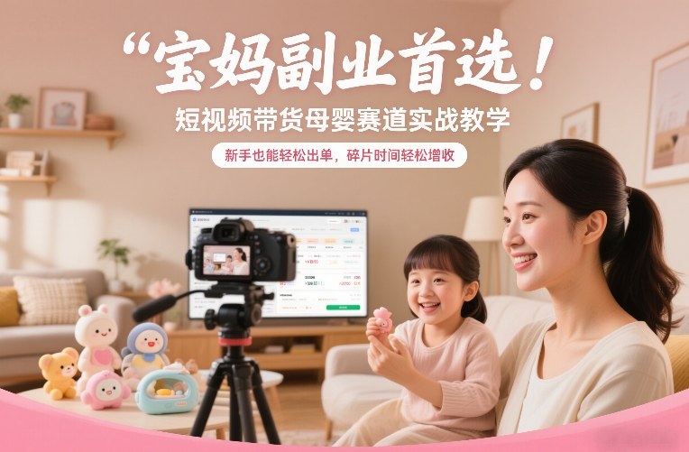 宝妈副业首选！短视频带货母婴赛道实战教学，新手也能轻松出单，碎片时间轻松增收-初遇