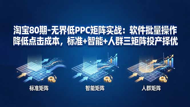 淘宝80期-无界低PPC矩阵实战：软件批量操作降低点击成本，标准+智能+人群三矩阵投产择优-初遇