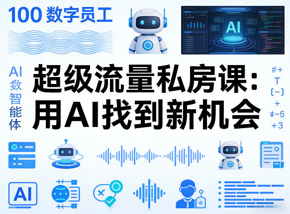 你的AI数字员工100个智能体，超级流量私房课，用AI找到新机会-初遇