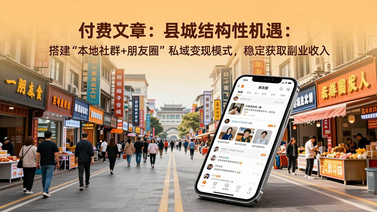 付费文章：县城结构性机遇：搭建“本地社群+朋友圈”私域变现模式，稳定获取副业收入-初遇