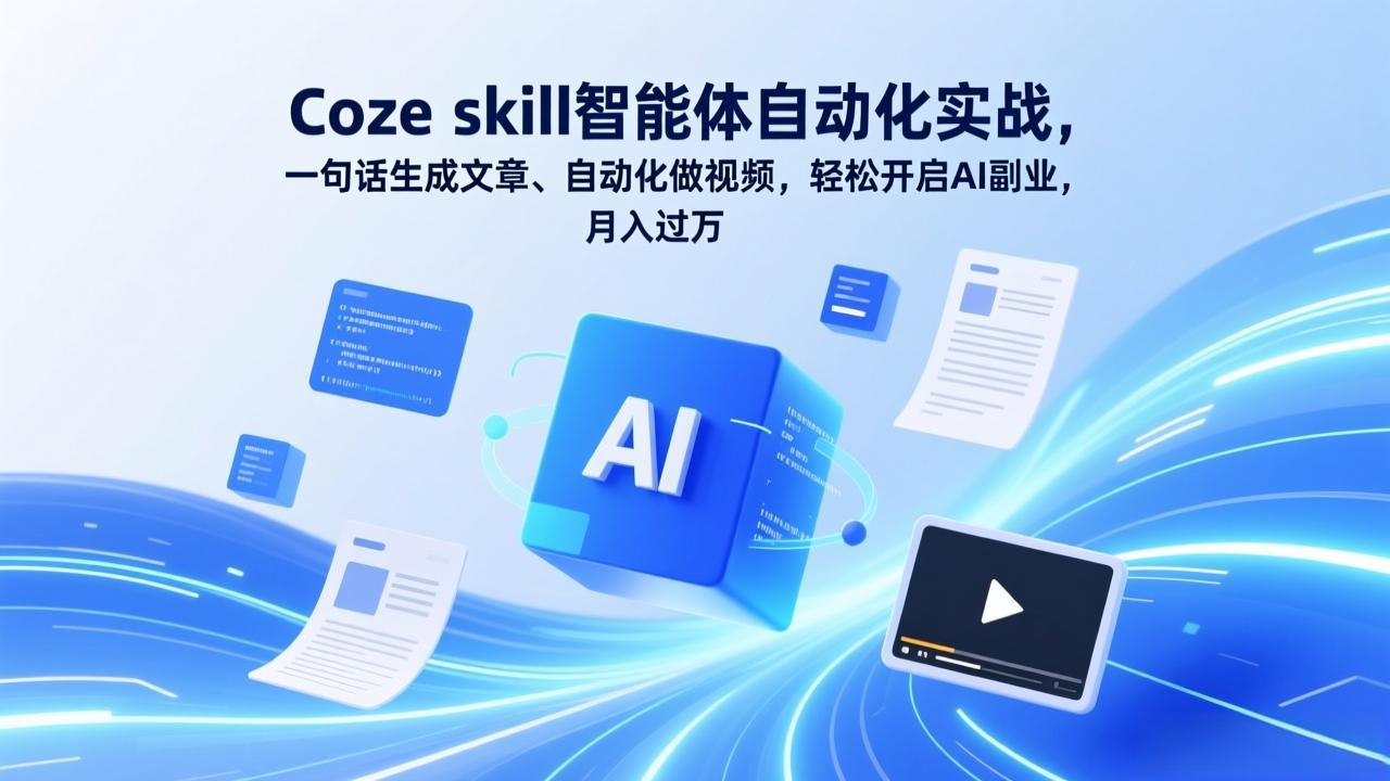 Coze skill智能体自动化实战,一句话生成文章、自动化做视频,轻松开启AI副业,月入过万-初遇