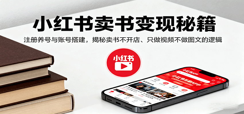 小红书卖书变现秘籍,注册养号与账号搭建,揭秘卖书不开店、只做视频不做图文的逻辑-初遇