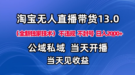 淘宝无人直播13.0,公域私域技术,不封号,不违规布局下半年旺季赛道,日入1K+(独家技术)【揭秘】-初遇