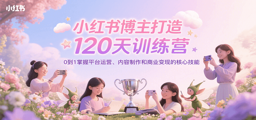 小红书博主打造120天训练营,0到1掌握平台运营、内容制作和商业变现-初遇