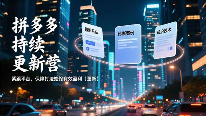 拼多多持续更新营，最新玩法、诊断案例、前沿技术，紧跟平台，保障打法始终有效盈利(更新-初遇