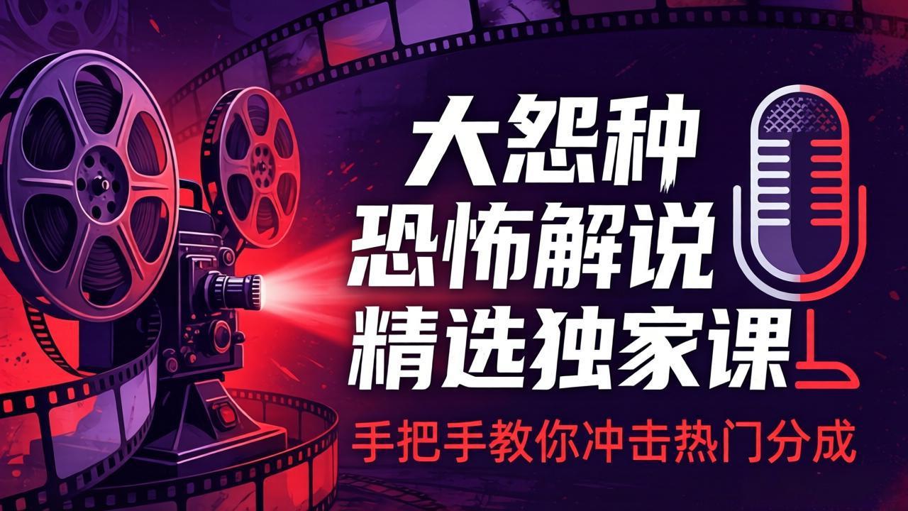 大怨种恐怖解说精选独家课:电影下载+文案配音+片头封面,手把手教你冲击热门分成-初遇